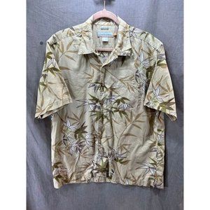 Quiksilver Comfort Button Up Shirt Adult Medium Beige Short Sleeve Tropical Mens
